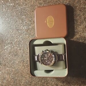 Fossil Watch- Modern Courier in purple gunmetal tone with rose gold detailing